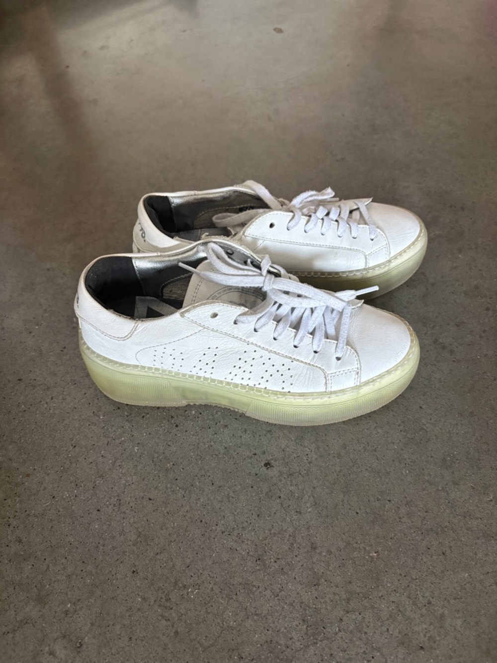 P448 White Platform Leather Sneakers